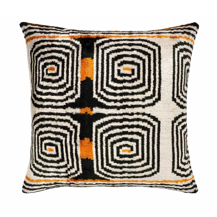 Labyrinth Silk Velvet Ikat Pillow, 20" X 20" Case Only