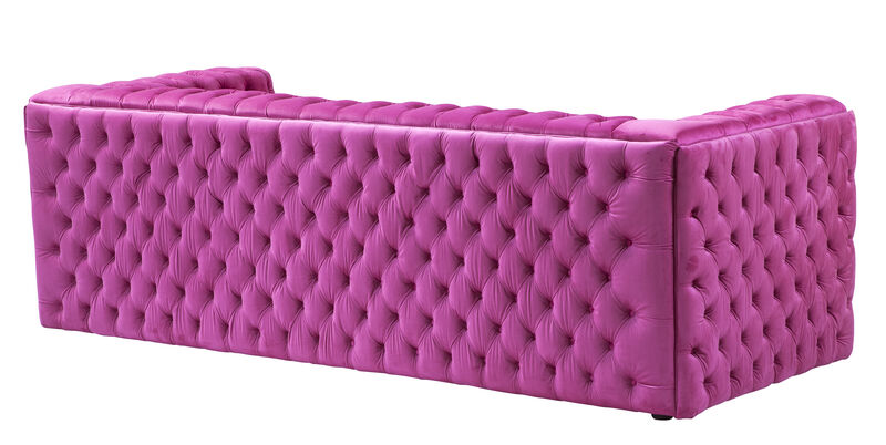 Pasargad Home Vicenza Collection Velvet Tufted Sofa (Fuschia)