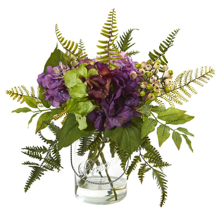 Hivvago 14" Hydrangea & Berry Artificial Arrangement