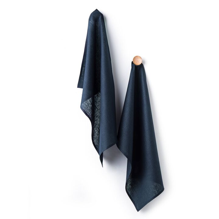 Solino Home 100% Pure Linen Kitchen Towels Set of 2 - 17 x 26 Inch | Fete