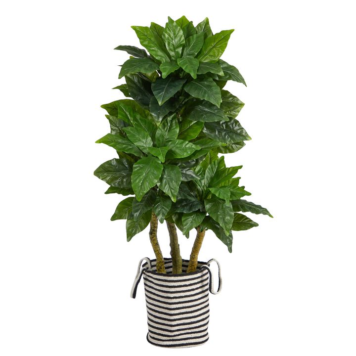 Hivvago 5 Feet Bird Nest Artificial Tree in Handmade Black and White Natural Jute and Cotton Planter UV Resistant (Indoor/Outdoor)