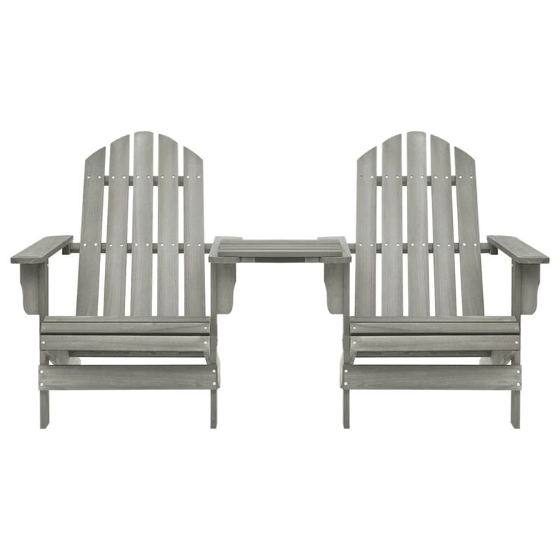 vidaXL Patio Adirondack Chairs with Tea Table Solid Wood Fir Gray
