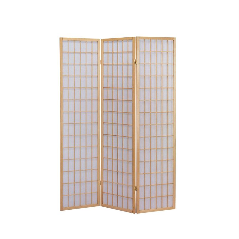 3-Panel Privacy Screen Wooden Folding Room Divider For Living Room
