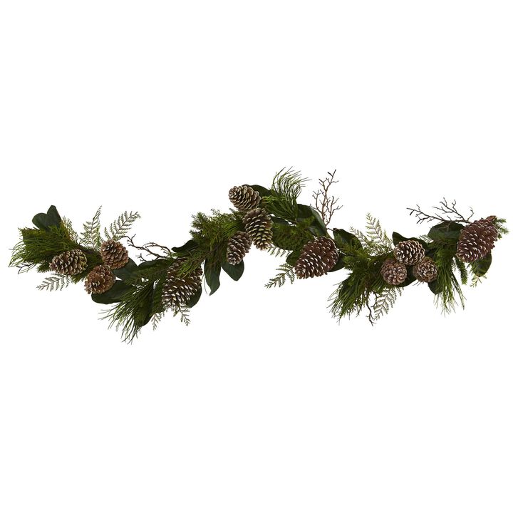 Hivvago 6' Pine Cone and Pine Artificial Garland