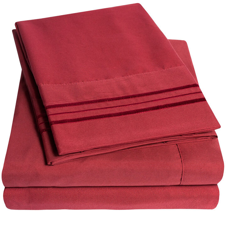 5 Piece Sheet Set, Ultra Soft 1800 Series Collection - Split King, Royal Blue