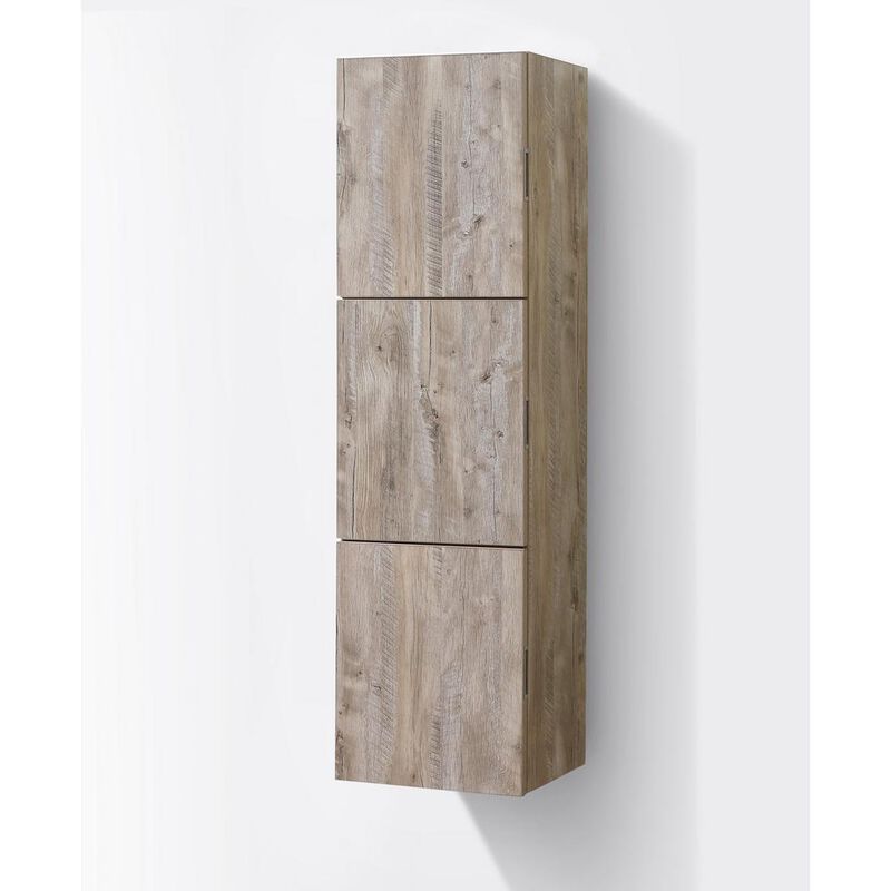 Kubebath 18 Wide by 59 High Linen Side Cabinet With Three Doors in Nature Wood Finish