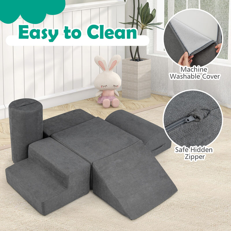 6-Piece Baby Climbing Blocks with 30D High-Density Foam and Carrying Handles