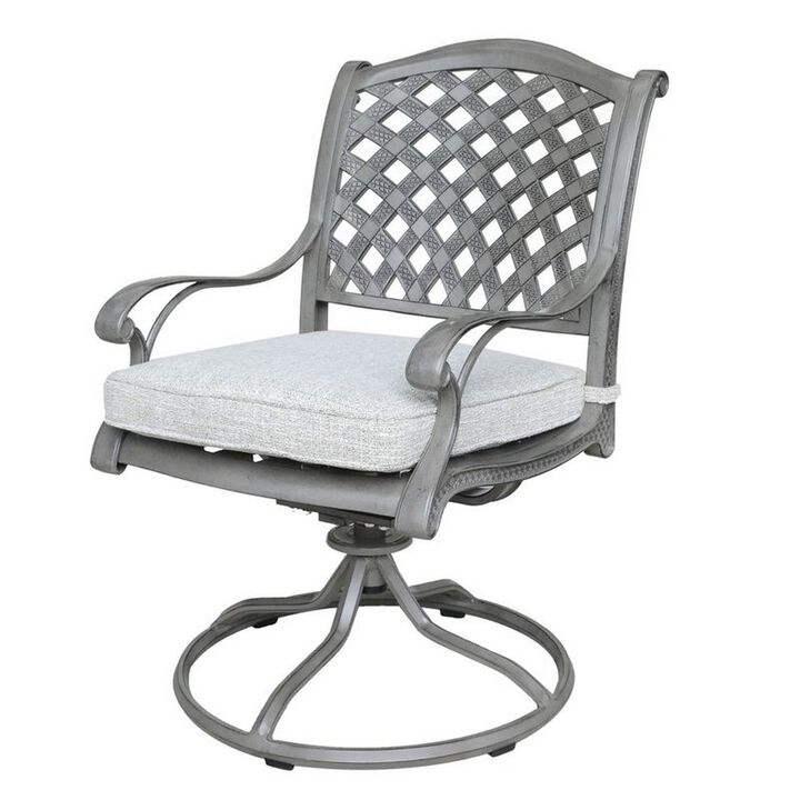 Mace Outdoor Dining Swivel Rocker Chair Set of 2, Aluminium, Golden Beige