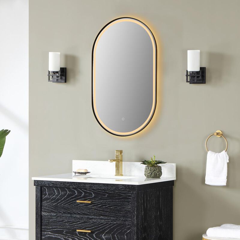Altair Framed in Matt Black Modern Bathroom/Vanity LED Lighted Wall Mirror