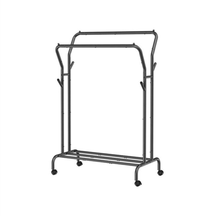 Hivvago Minimalistic 2 Rod Wheeled  Laundry Sorter Clothing Rack