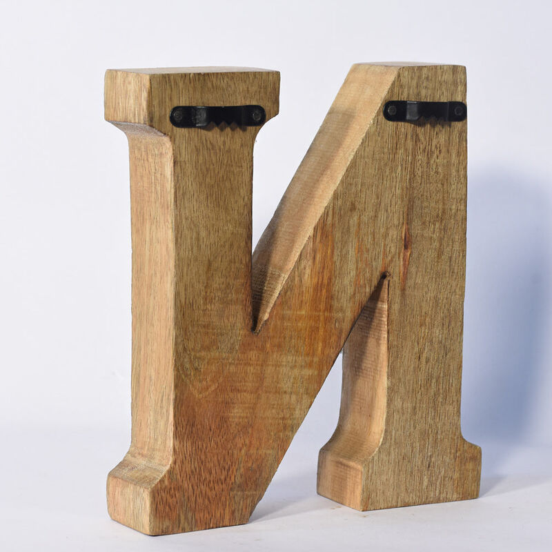 Vintage Natural Gold Handmade Eco-Friendly "N" Alphabet Letter Block For Wall Mount & Table Top Décor