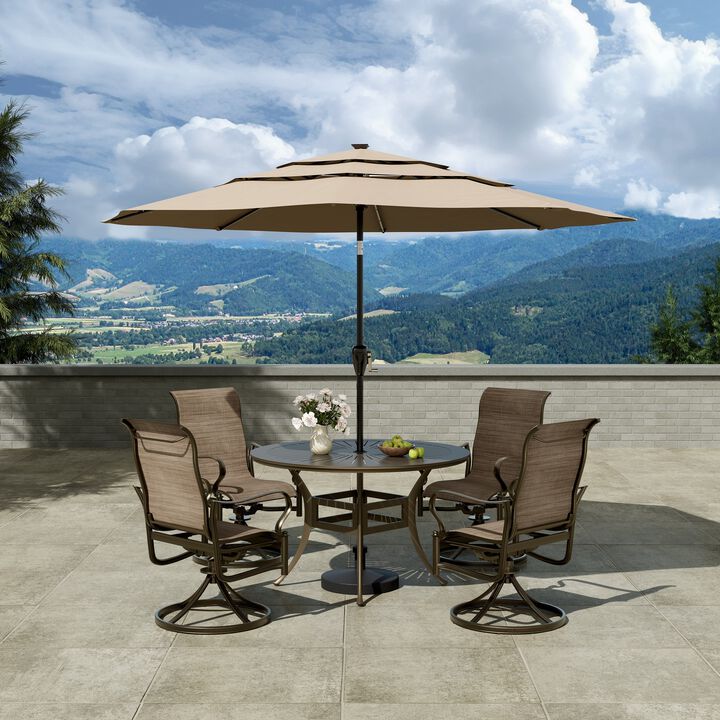 Mondawe Outdoor Cast Aluminum Swivel Rocking Chair with Textilene Seat and High Back (Set of 2)
