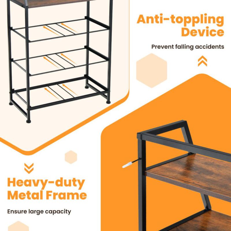 Hivvago 4-Drawer Free Standing Storage Dresser with 2 Open Shelves-Rustic Brown