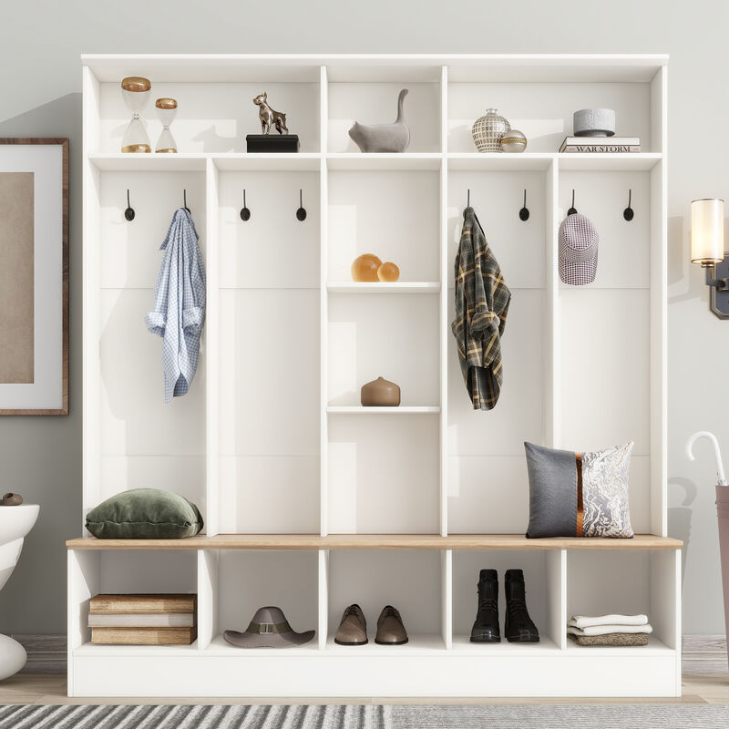 Merax Wide Design Hall Tree with Storage Bench for Entryways