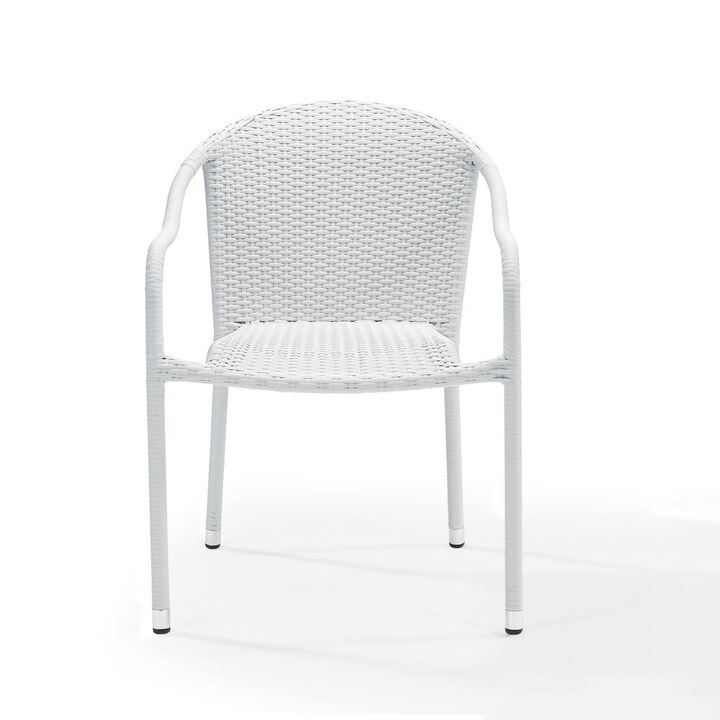 Crosley Furniture Palm Harbor 4Pc Outdoor Wicker Stackable Chair Set White - 4 Stackable Chairs