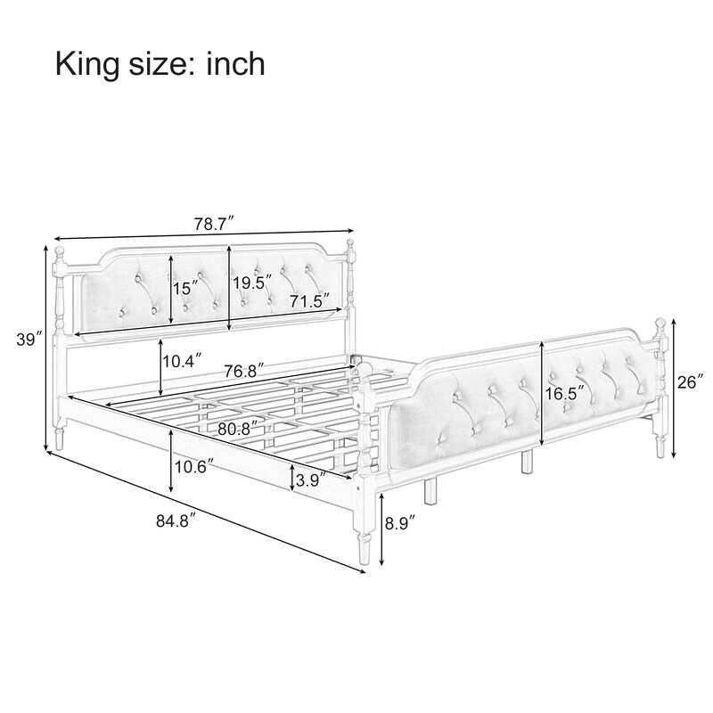 Merax Traditional Style Platform Bed Frame with Tufted Headboard