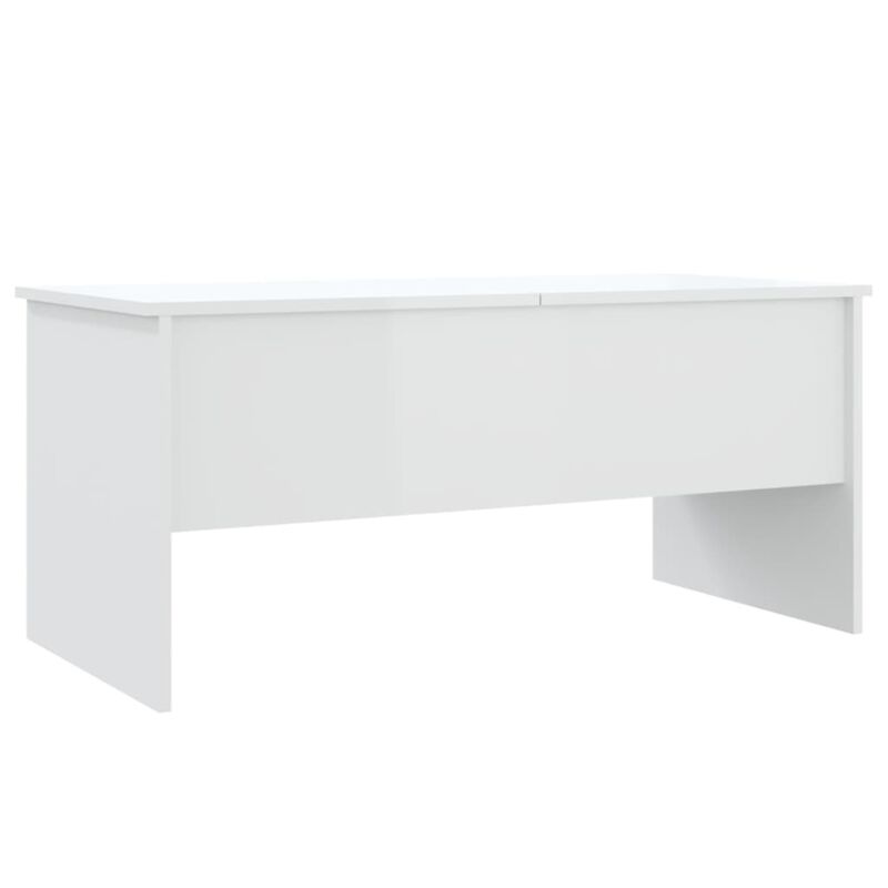 vidaXL Modern High Gloss White Coffee Table | Rectangular Design | Made of Sturdy Engineered Wood | Requires Assembly | Measures 40.2" L x 19.9" W x 18.3" H