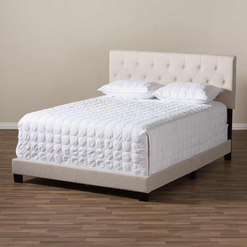 Baxton Studio Cassandra Modern Light Beige Fabric Upholstered Queen Size Bed