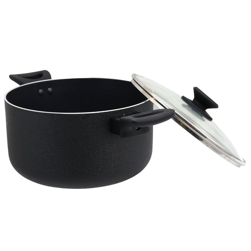 Oster Ashford 6 Quart Aluminum Dutch Oven with Tempered Glass Lid in Black