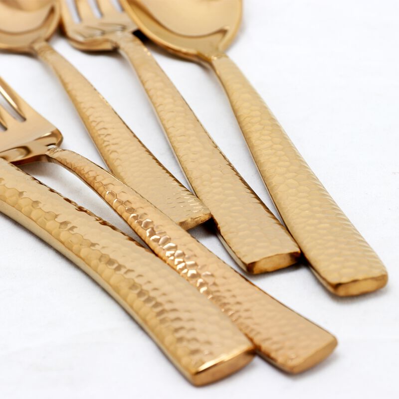 Gibson Elite Stonehenge 20 Piece Flatware Set in Rose Gold