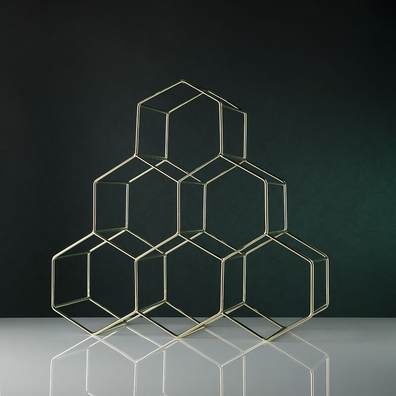 Geo Countertop Wine Rack in Gold
