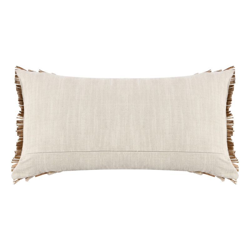 Lumbar Accent Throw Pillow, 14 x 26 Chestnut Brown Woven Cotton - Benzara
