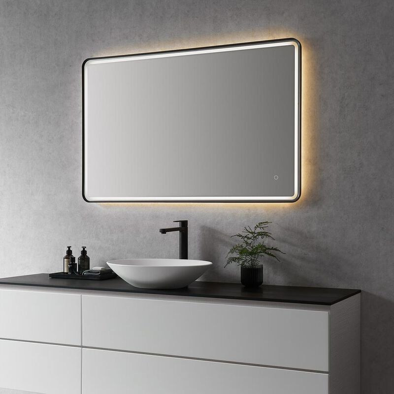 Altair Framed in Matt Black Modern Bathroom/Vanity LED Lighted Wall Mirror