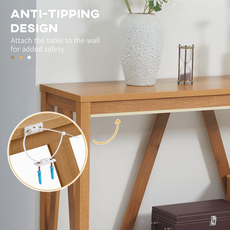 Brown Rustic Console: Farmhouse Table with Storage for Living Room