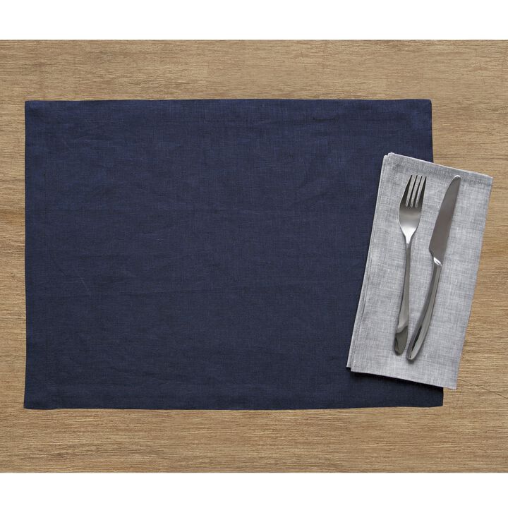 Solino Home 100% Pure Linen Placemats 14 x 19 Inch Set of 4 | Fete