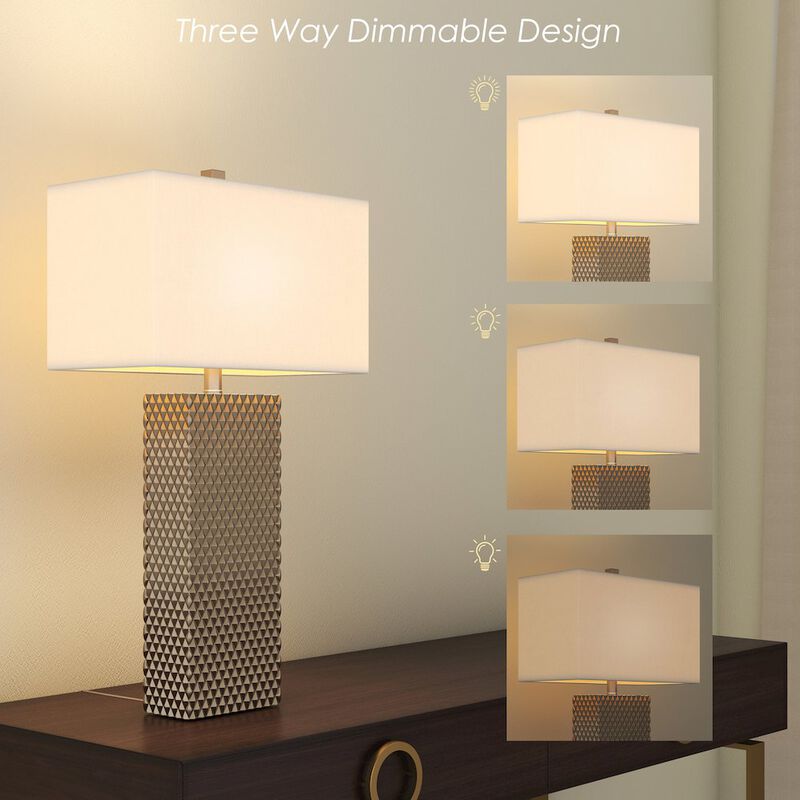 Lux Lighting Elanor 29 Diamond Gold Polyresin Table Lamp, (Set of 2)