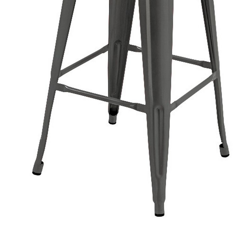 Giri 26 Inch Counter Stool Chair, Footrest and Tapered Legs, Light Gray - Benzara