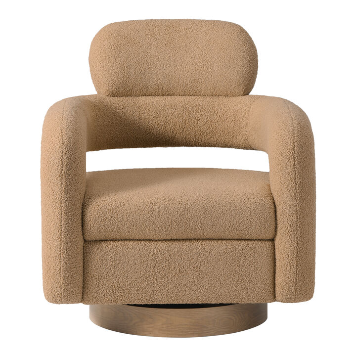 WestinTrends Mid-Century Modern Sherpa Swivel Barrel Accent Chair