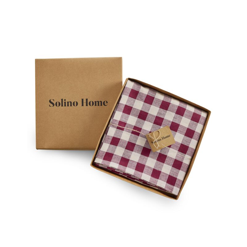 Solino Home 100% Pure Linen Round Tablecloth |Morgan Check