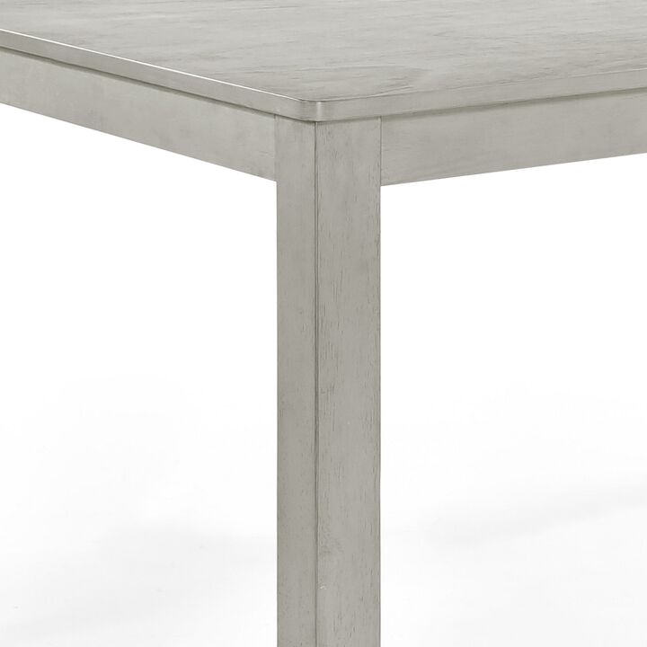 Pane 59 Inch Rectangular Wood Dining Table, Smooth Gray, Tall Block Legs - Benzara