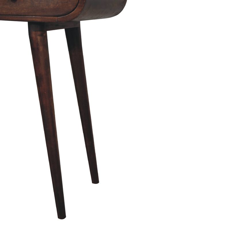 Light Walnut  Solid Wood 2 Drawers Curved Edge Console Table