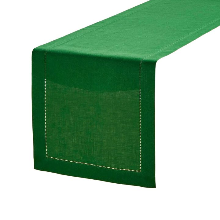 Solino Home 100% Pure Linen Table Runner | Classic Hemstitch for Thanksgiving, Christmas
