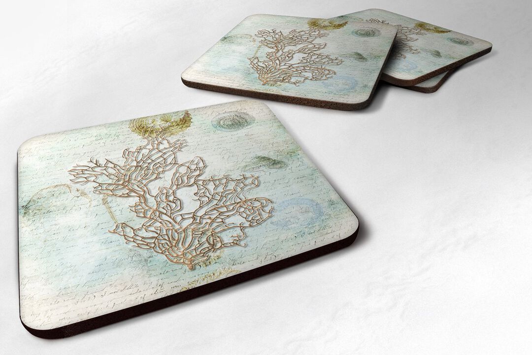 Caroline's Treasures SB3040FC Coral Foam Coasters (Set of 4), 3.5 H x 3.5 W, Multicolor