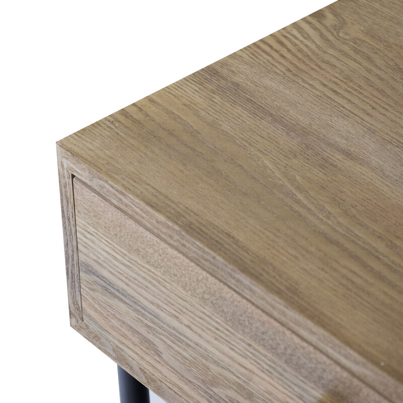 Bedside Table Night Stand in Wood and Metal
