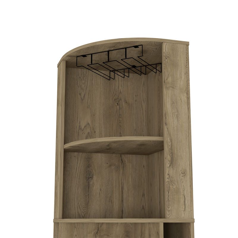 DEPOT E-SHOP Egina Bar Cabinet Two Drawers, Eight Bottle Cubbies, Two Large Open Shelves, Macadamia