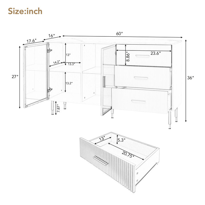 Merax Modern Sideboard MDF Buffet Storage Cabinet
