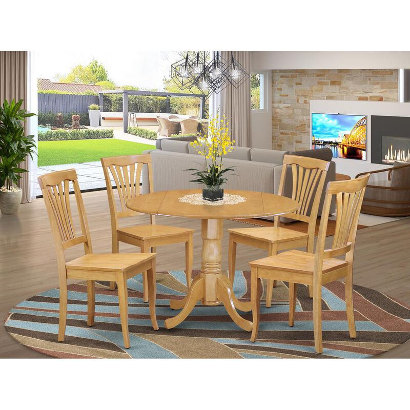 East West Furniture 5  PC  Kitchen  Table  set-drop  leaf  Table  and  4  dinette  Chairs