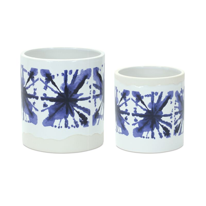 Tie-Dye Decorative Print Pot for Vibrant Plant Display and Home Décor (Set of 2)