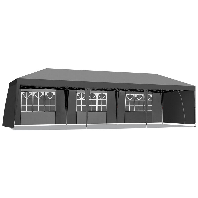 8-Sided Folding Shed with 6 Windows & 2 Doors, White Oxford Cloth & Spray Frame