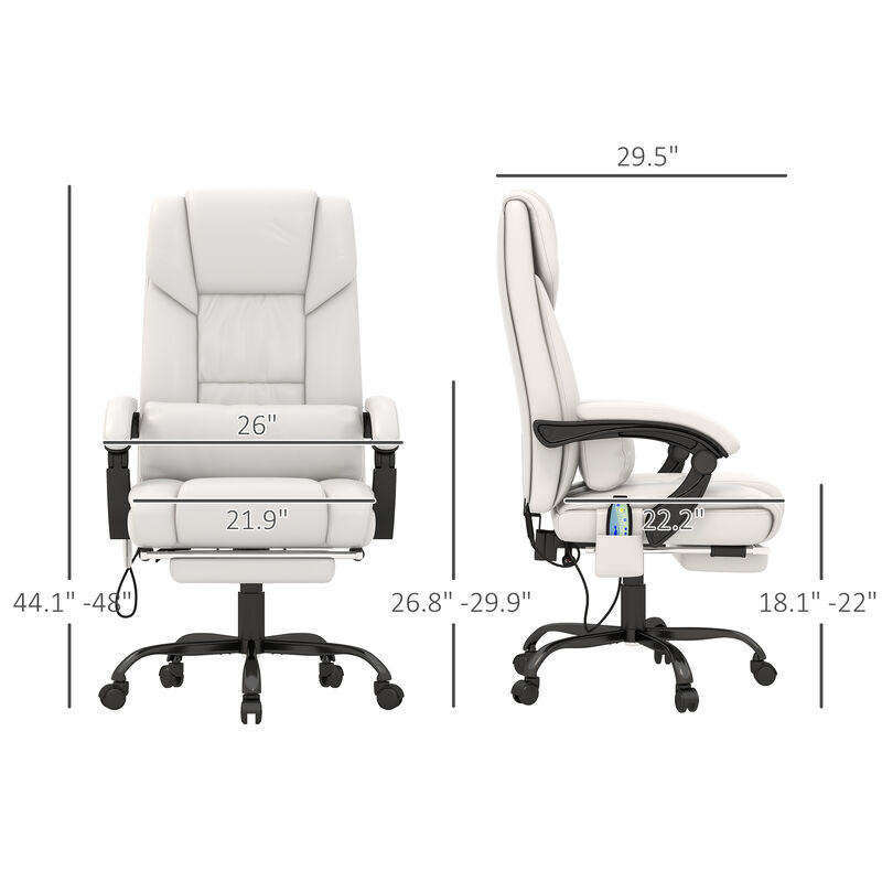 Massaging Office Chair w/ Reclining Function 5 Wheels and High Back Support
