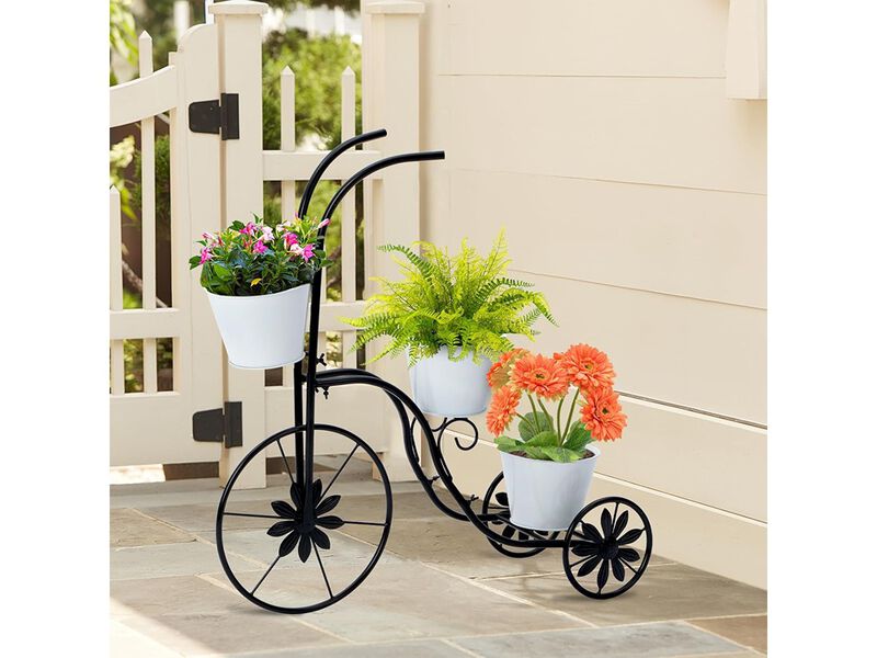 LEWIS&WAYNE Metal Tricycle Planter, 3 Tier Floral Flower Plant Stand