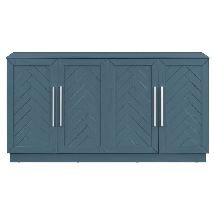 Clihome Sideboard Buffet Cabinet with Storage, Buffet Cabinet with Adjustable Shelves and Silver Handles Sideboard Cabinet for Kitchen, Dining Room, Living Room, Antique Blue
