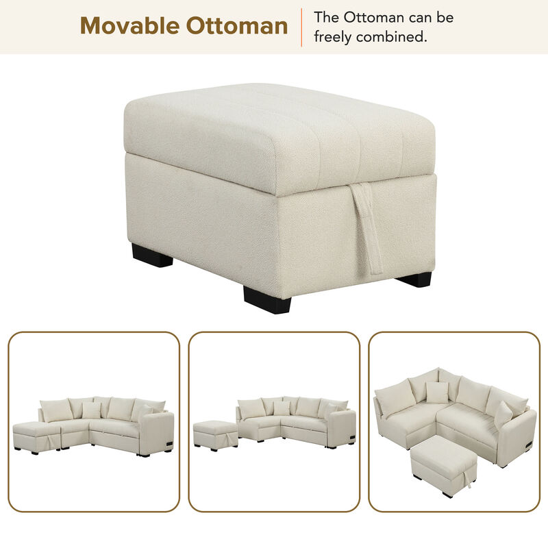 Merax L-shaped Sectional Pull Out Sofa Bed Sleeper Sofa with 2 USB Ports