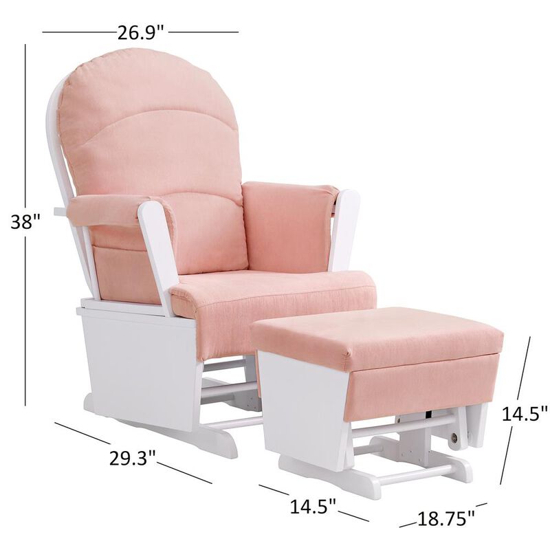 Oxford Baby Soho Baby Essential Wooden Glider White Finish/ Pink Fabric