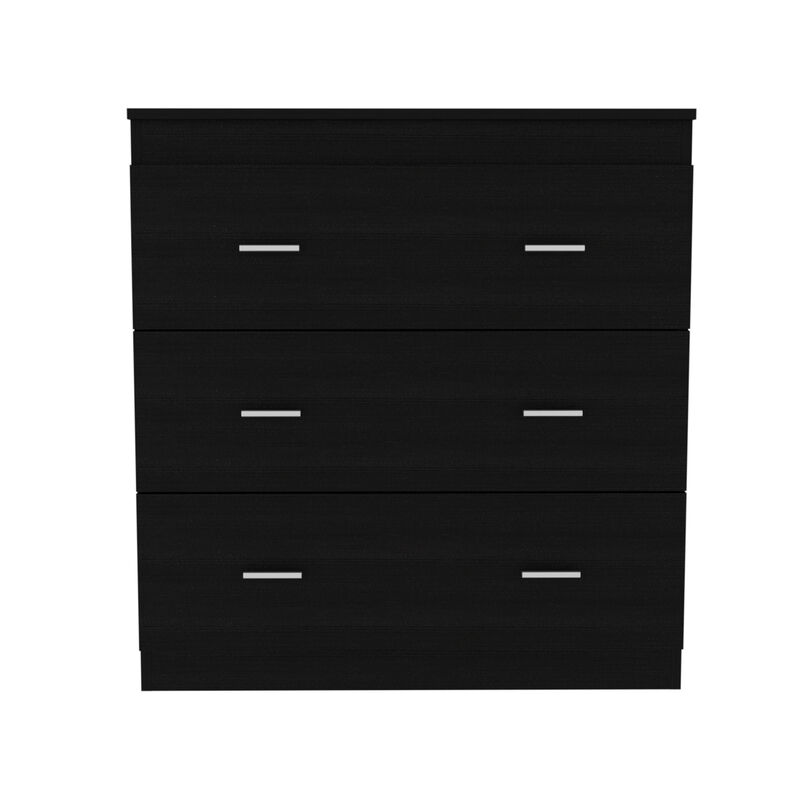 Georgia Three Drawer Dresser, Metal Handles, Superior Top - Black