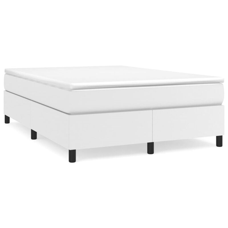 vidaXL Queen Box Spring Bed Frame - Comfortable Rest in Luxurious White Faux Leather - Durable Plywood & Engineered Wood Construction